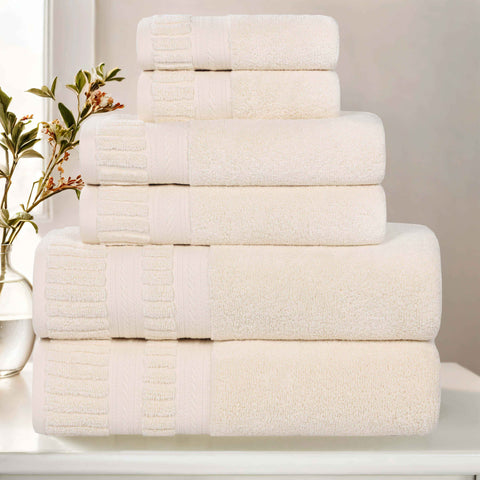 Venice Zero Twist Cotton Medium Weight Absorbent 6 Piece Towel Set