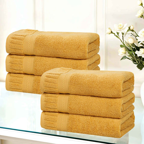 Zero Twist Cotton Hand Towels 6 Piece Venice Collection