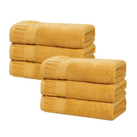 Zero Twist Cotton Hand Towels 6 Piece Venice Collection