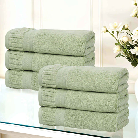 Zero Twist Cotton Hand Towels 6 Piece Venice Collection