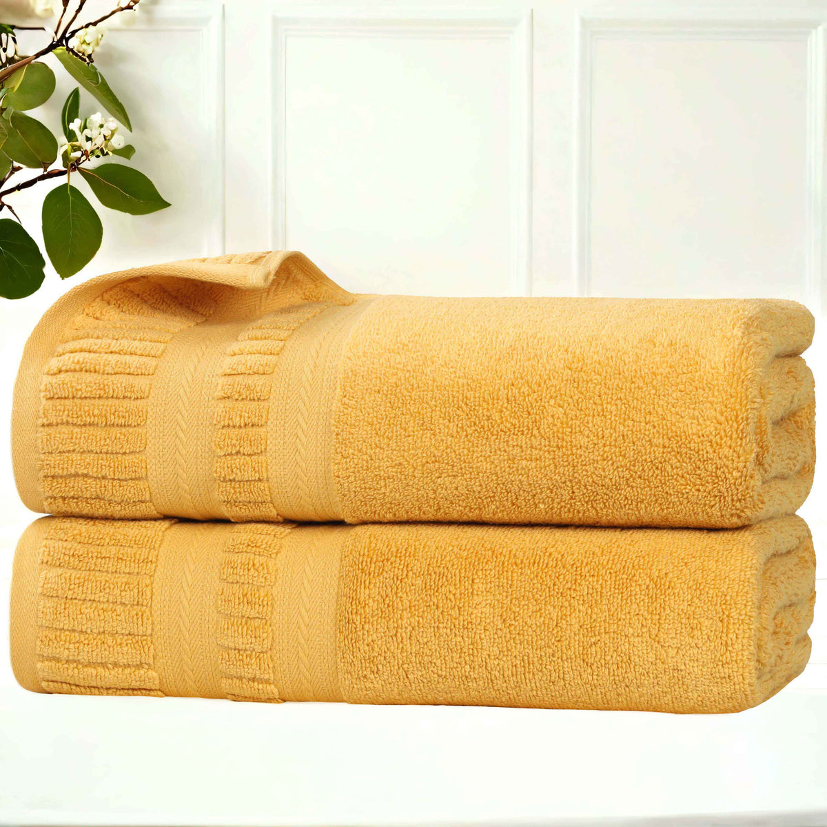 Zero Twist Cotton Medium Weight Soft Bath Towel Set of 2