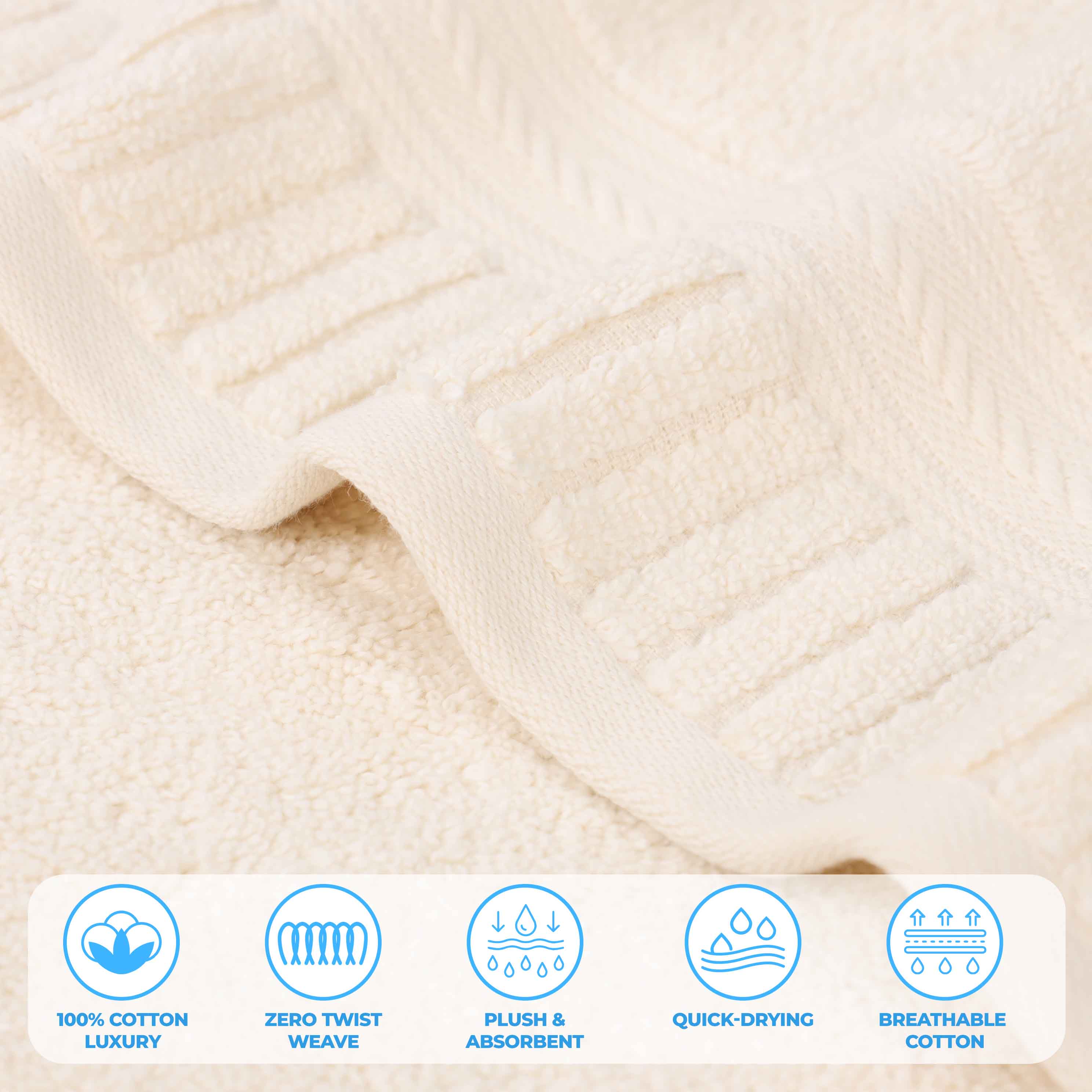 Zero Twist Cotton Medium Weight Soft Bath Towel Set of 2