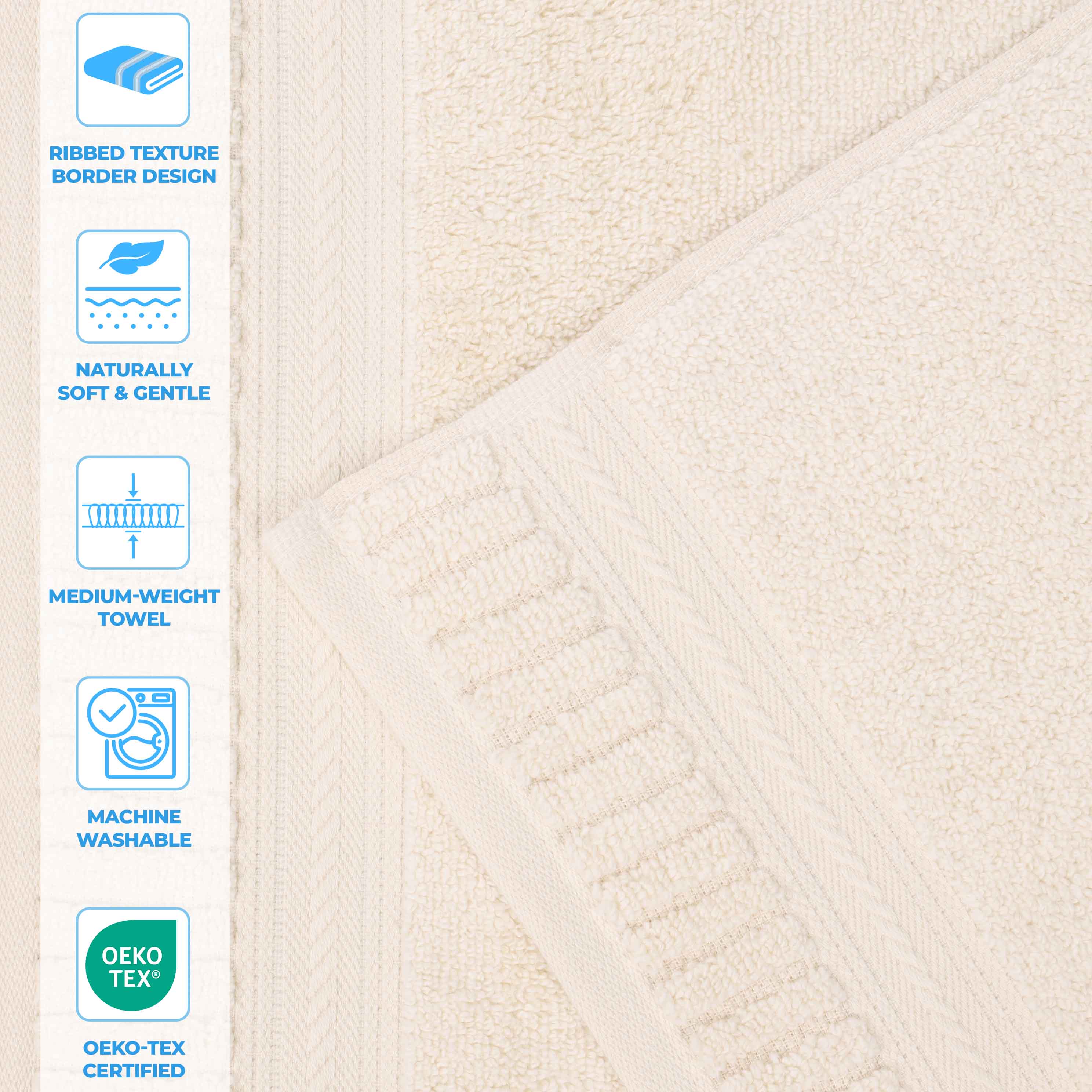 Zero Twist Cotton Medium Weight Soft Bath Towel Set of 2
