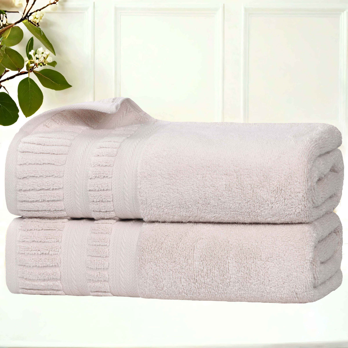 Zero Twist Cotton Medium Weight Soft Bath Towel Set of 2
