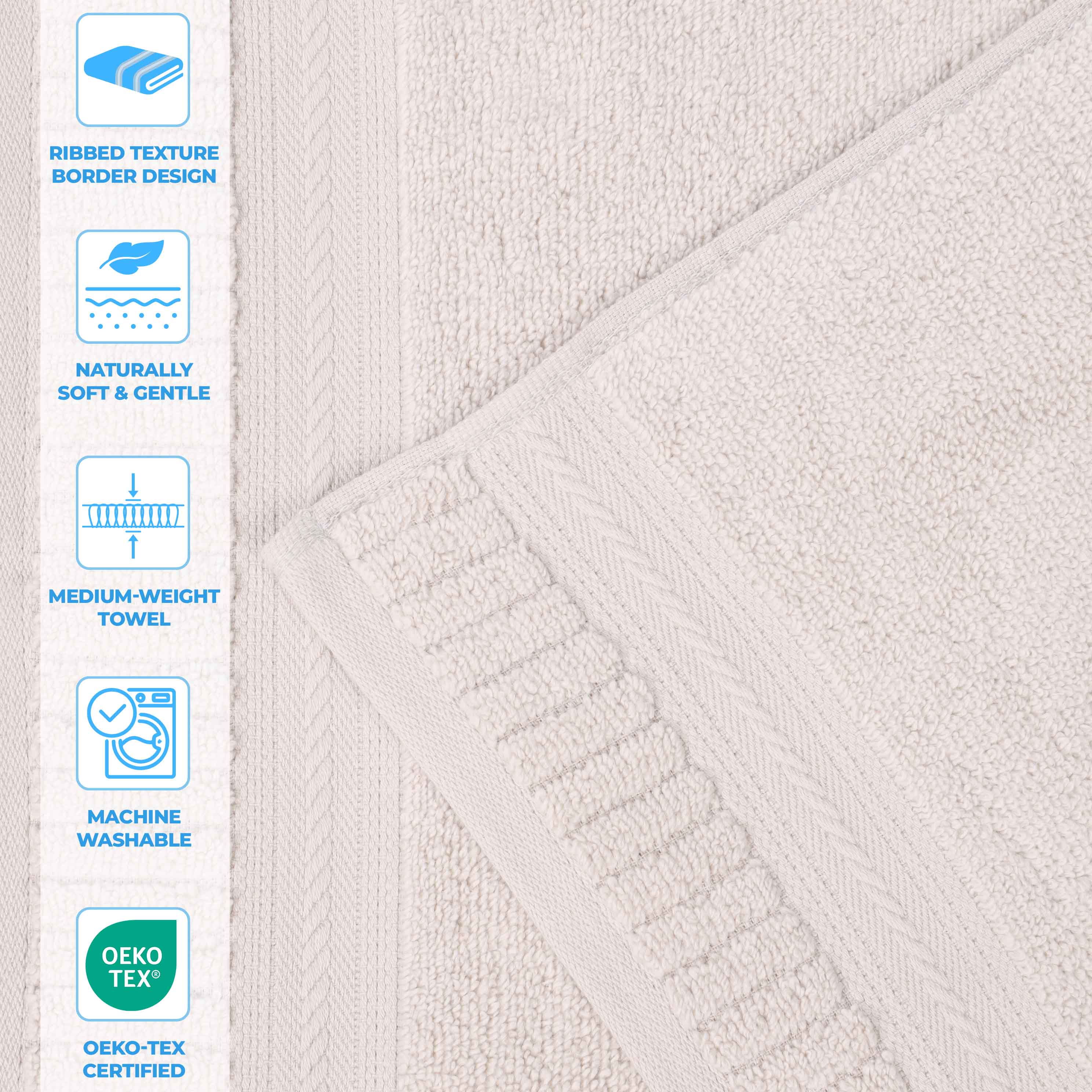 Zero Twist Cotton Medium Weight Soft Bath Towel Set of 2