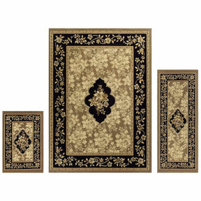 Victorian Inspired Oriental Elton Or Freyberg 3 Piece Area Rug Set