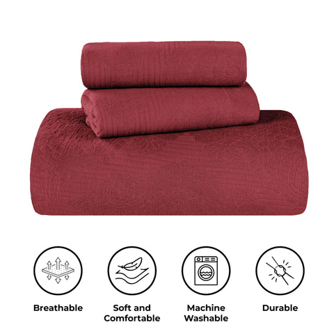 Victory Cotton Matelasse Scrolling Medallion Airy Bedspread Set