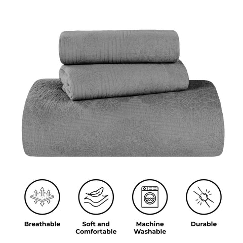 Victory Cotton Matelasse Scrolling Medallion Airy Bedspread Set