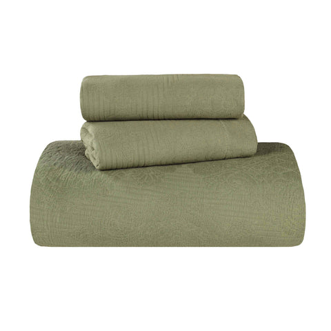 Victory Cotton Matelasse Scrolling Medallion Airy Bedspread Set
