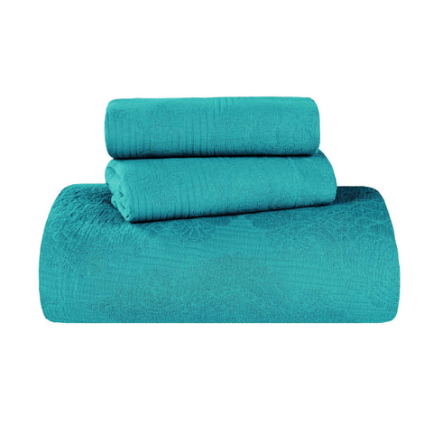 Victory Cotton Matelasse Scrolling Medallion Airy Bedspread Set
