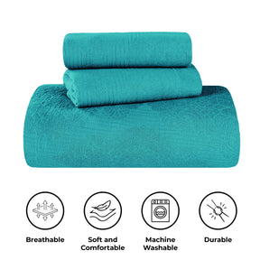 Victory Cotton Matelasse Scrolling Medallion Airy Bedspread Set