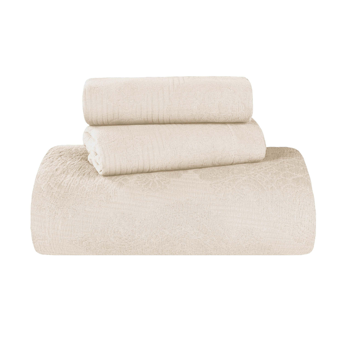 Victory Cotton Matelasse Scrolling Medallion Airy Bedspread Set