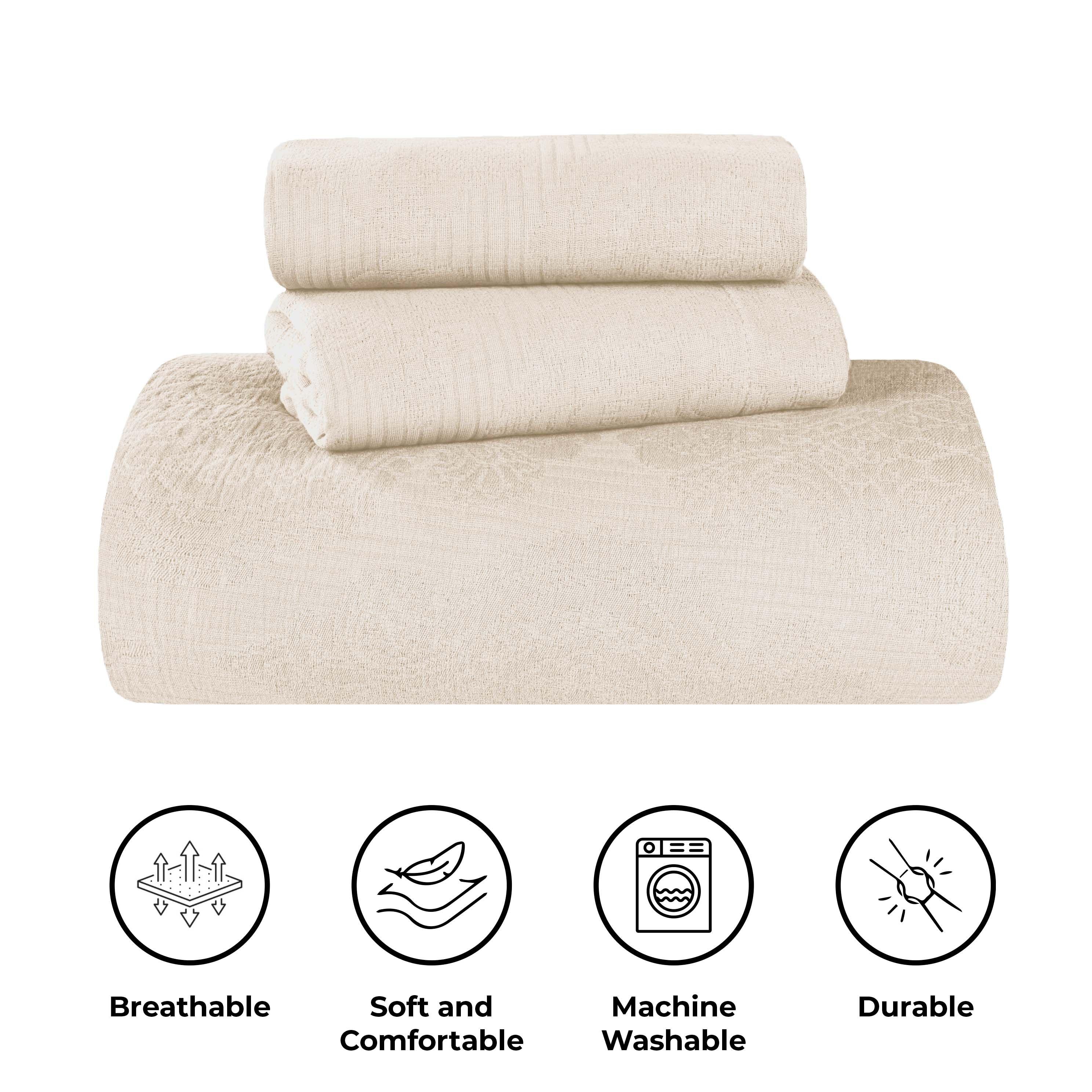Victory Cotton Matelasse Scrolling Medallion Airy Bedspread Set