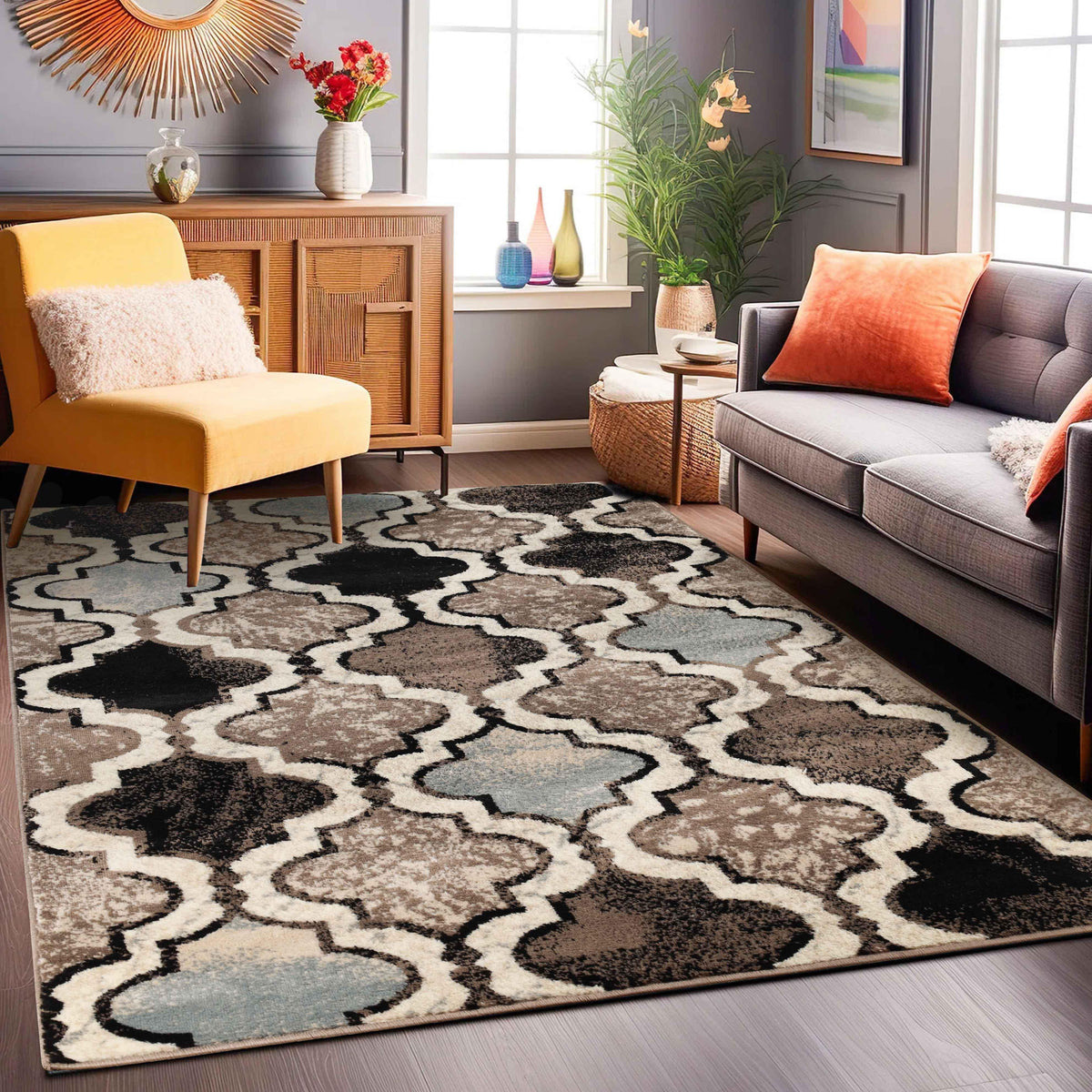 Viking Contemporary Geometric Trellis Indoor Area Rug or Runner