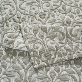 Vineyard Cotton Blend Medium Weight Matelasse Floral Scroll Coverlet