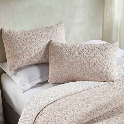 Vineyard Cotton Blend Medium Weight Matelasse Floral Scroll Coverlet