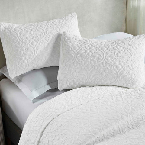 Vineyard Cotton Blend Medium Weight Matelasse Floral Scroll Coverlet