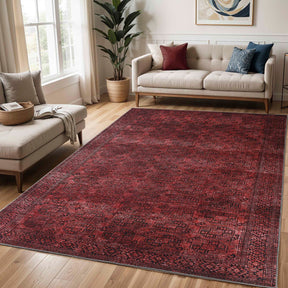 Vintage Oriental Geometric Power-Loomed Indoor Area Rug