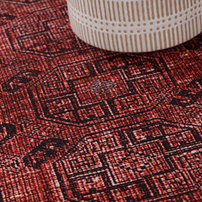 Vintage Oriental Geometric Power-Loomed Indoor Area Rug