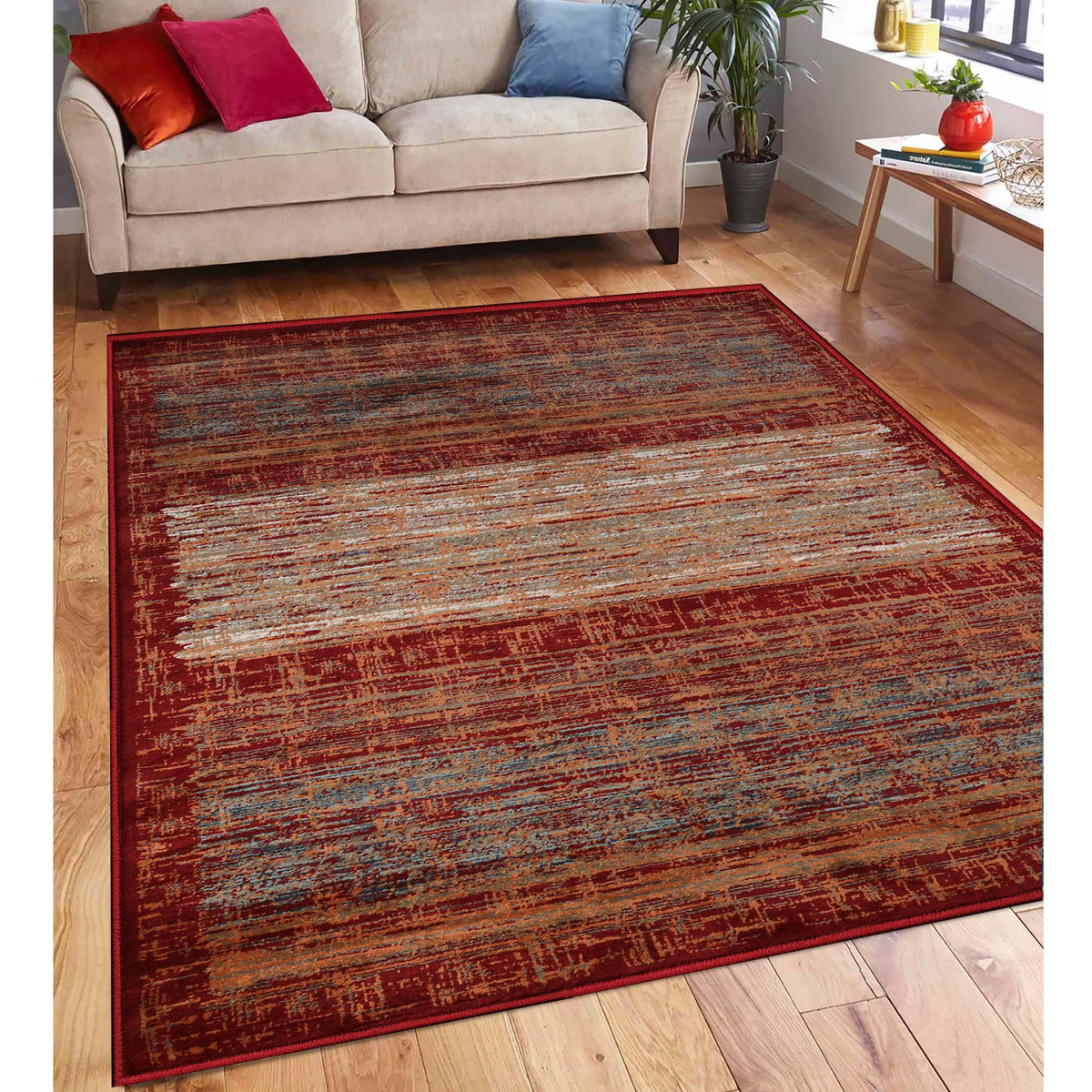 Vista Vintage Artistic Striped Lines Indoor Area Rug or Runner Rug