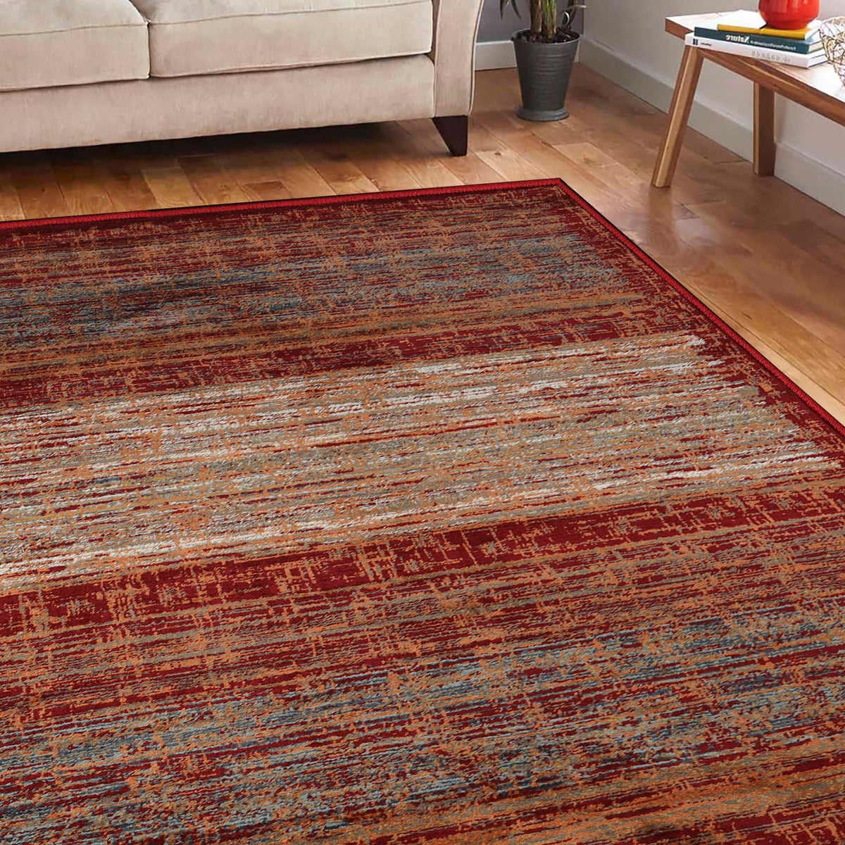 Vista Vintage Artistic Striped Lines Indoor Area Rug or Runner Rug