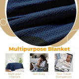 Waffle Weave Honeycomb Knit Soft Solid Textured Cotton Blanket