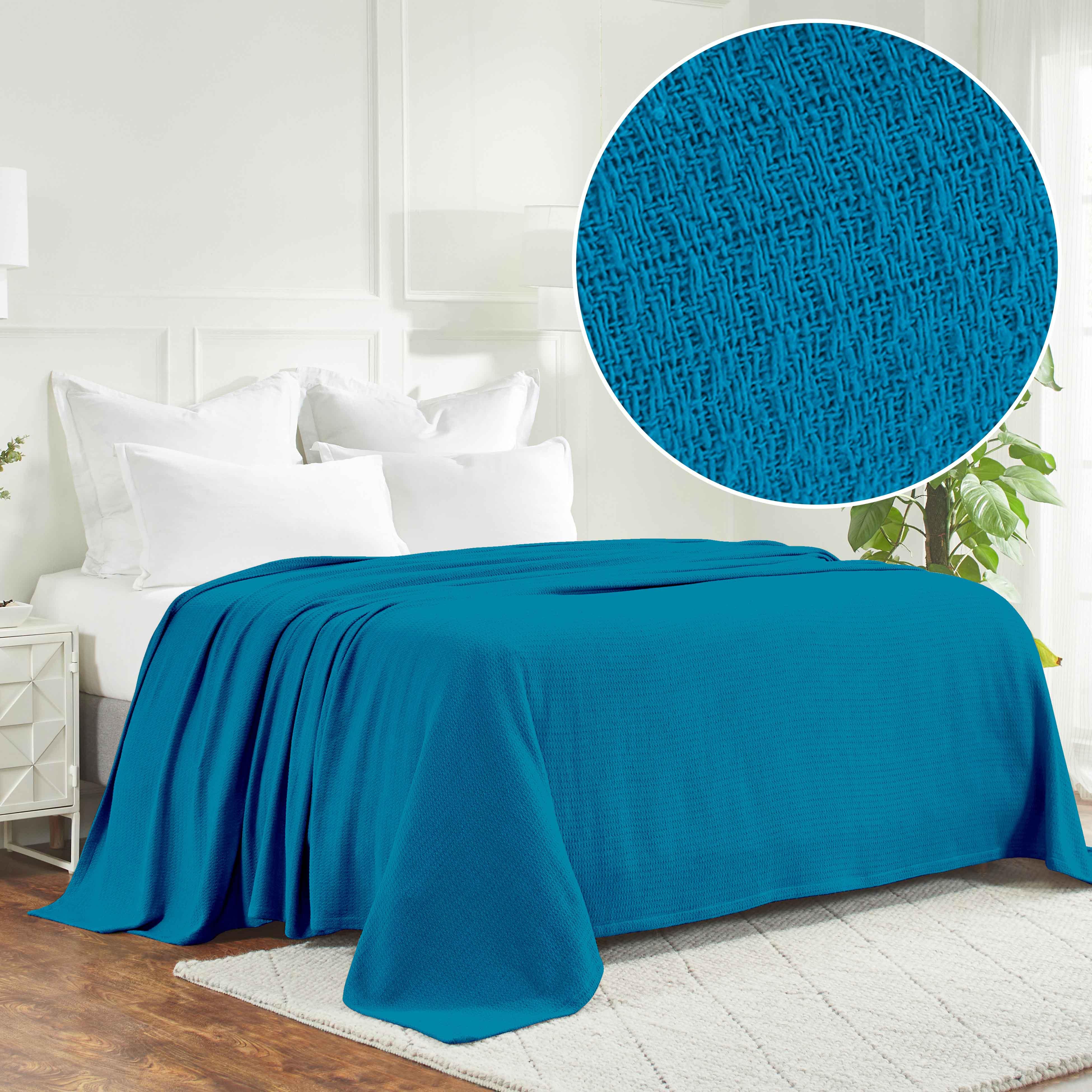 Waffle Weave Honeycomb Knit Soft Solid Textured Cotton Blanket