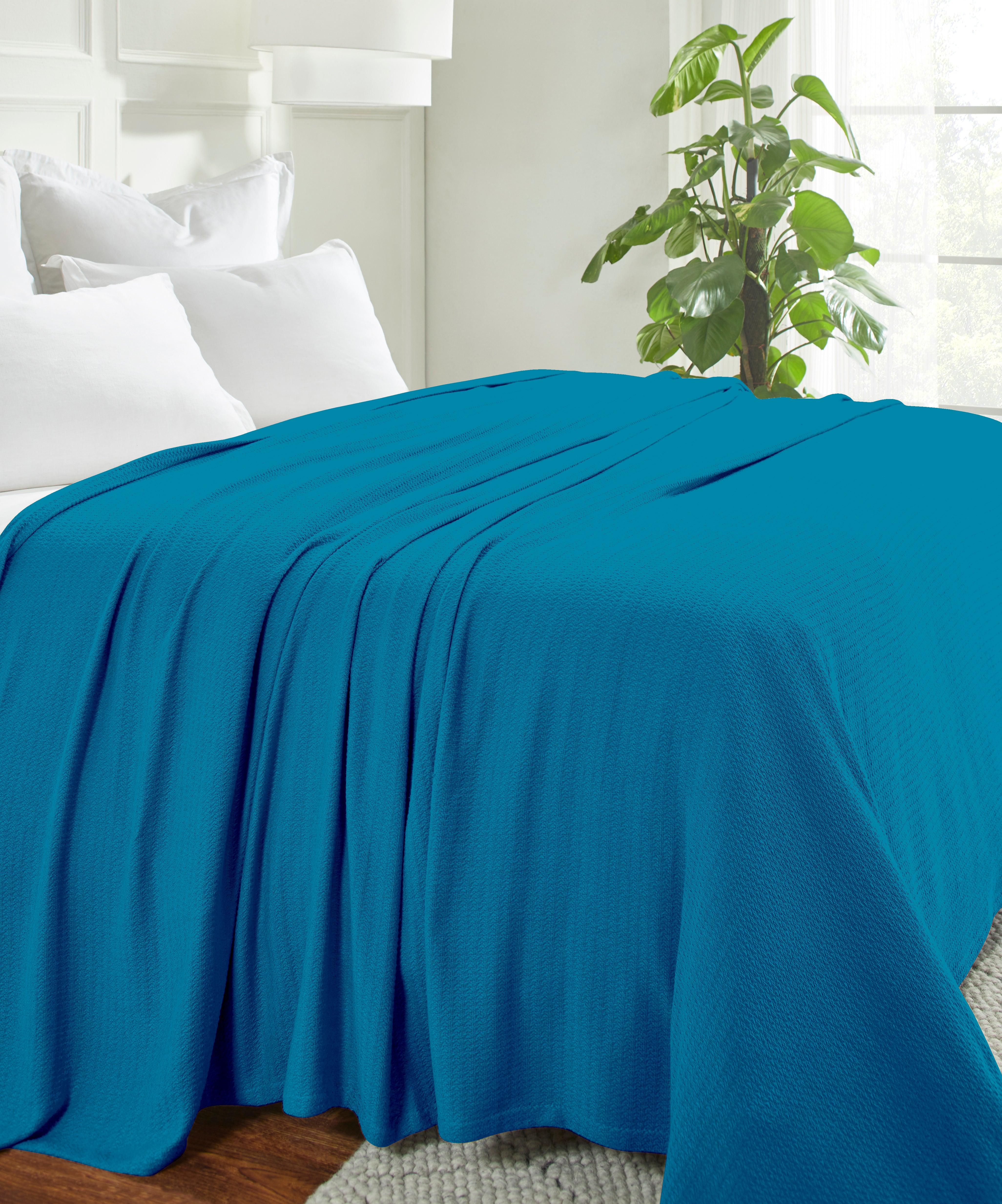 Waffle Weave Honeycomb Knit Soft Solid Textured Cotton Blanket
