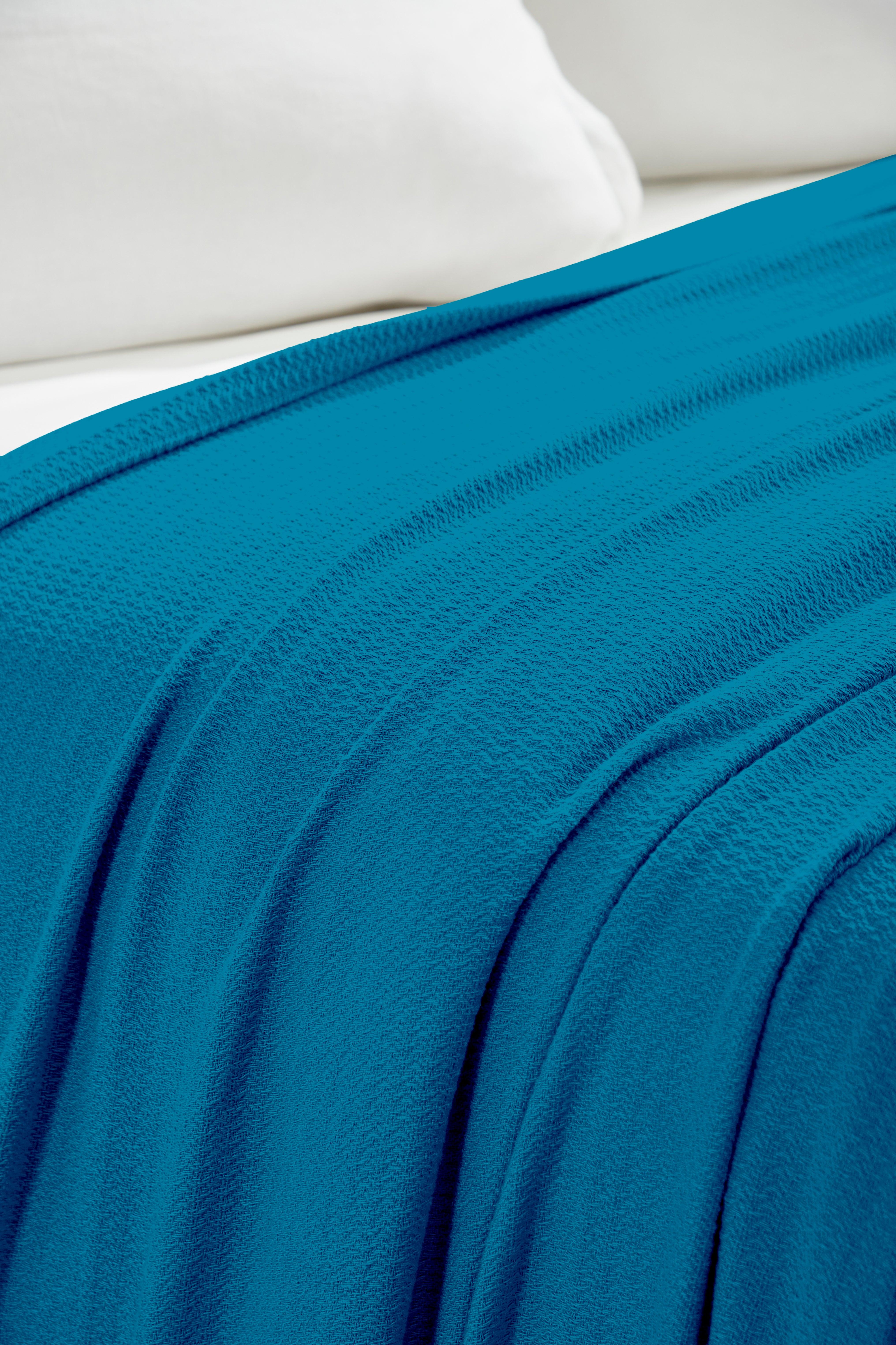 Waffle Weave Honeycomb Knit Soft Solid Textured Cotton Blanket