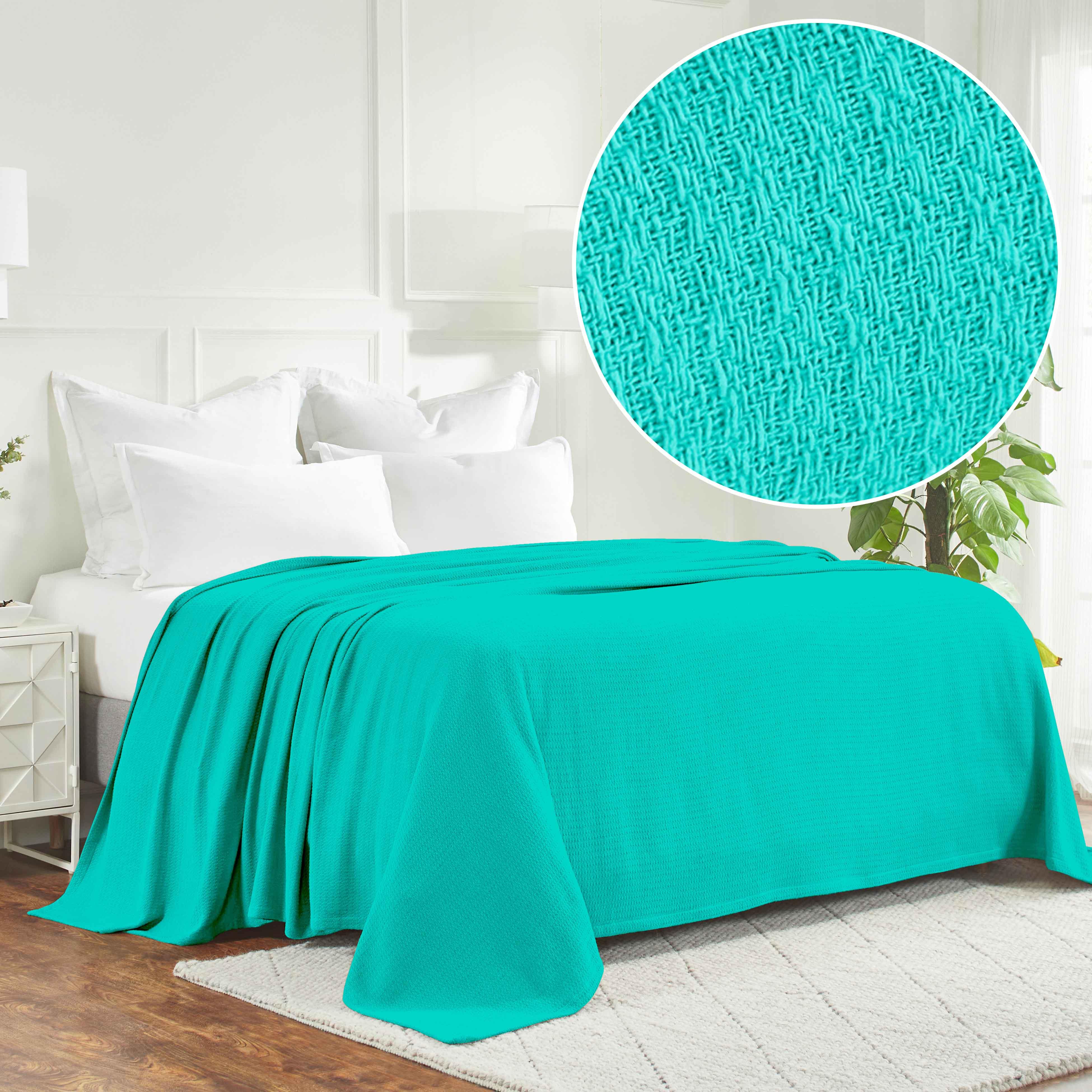 Waffle Weave Honeycomb Knit Soft Solid Textured Cotton Blanket