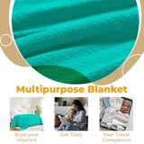 Waffle Weave Honeycomb Knit Soft Solid Textured Cotton Blanket