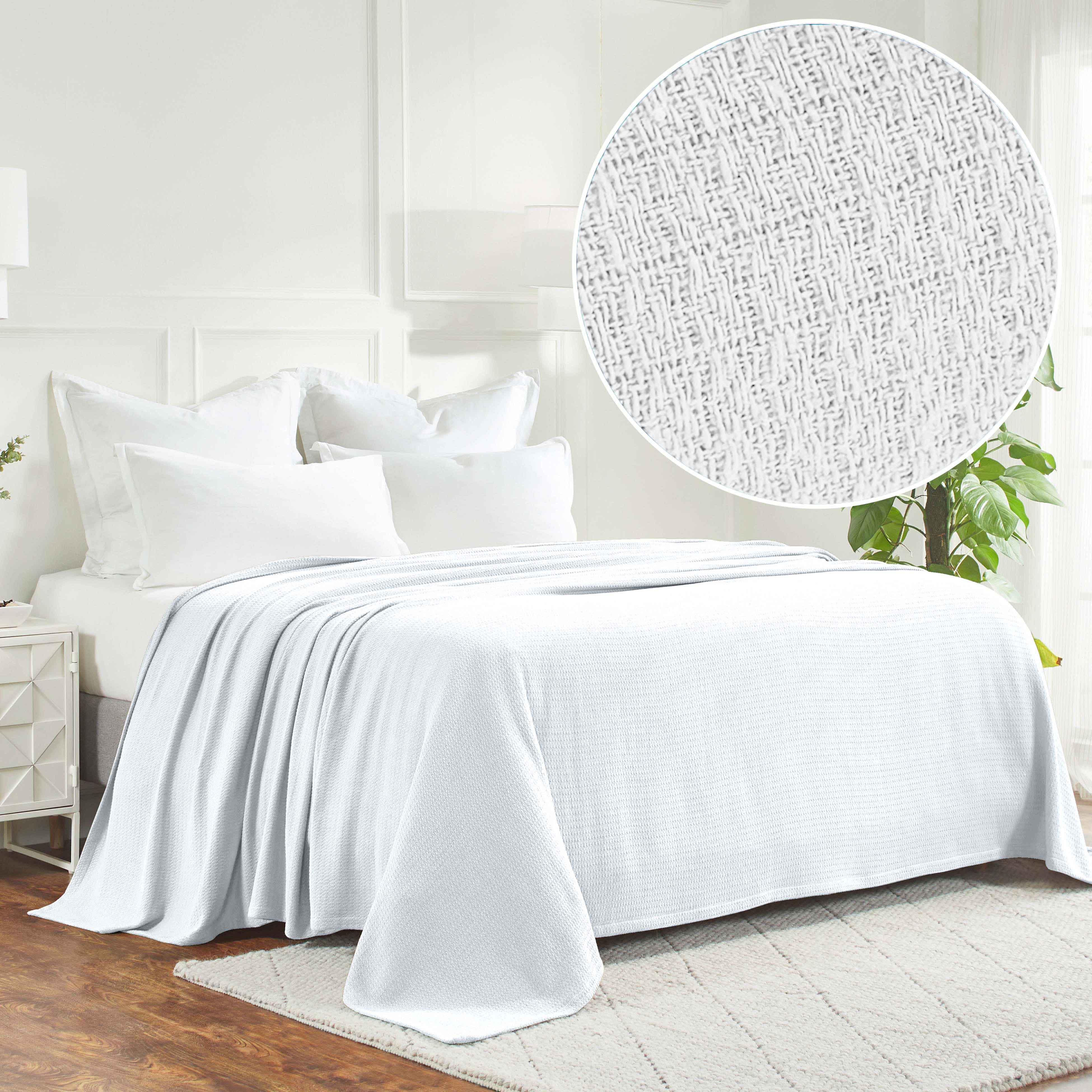 Waffle Weave Honeycomb Knit Soft Solid Textured Cotton Blanket