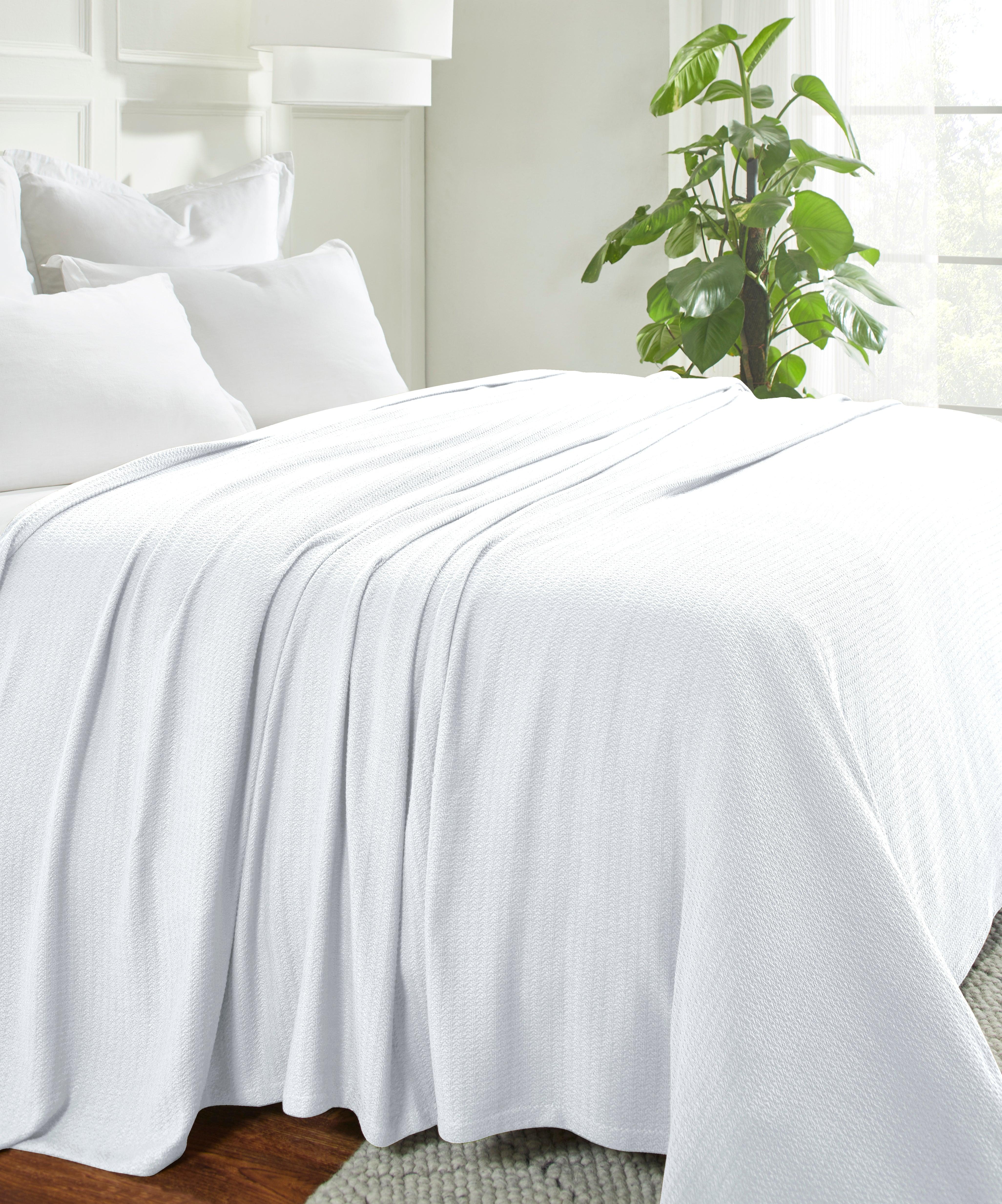 Waffle Weave Honeycomb Knit Soft Solid Textured Cotton Blanket