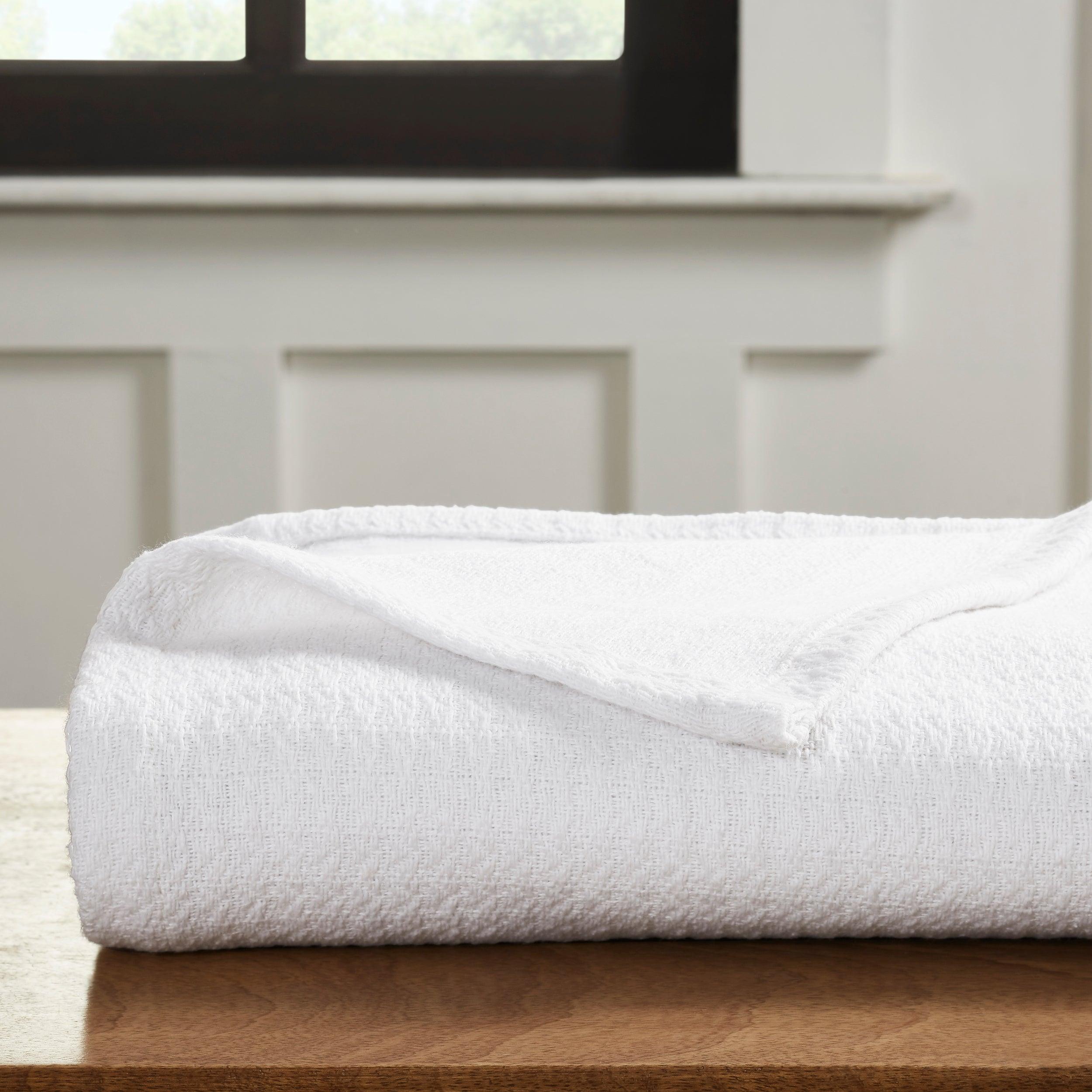 Waffle Weave Honeycomb Knit Soft Solid Textured Cotton Blanket
