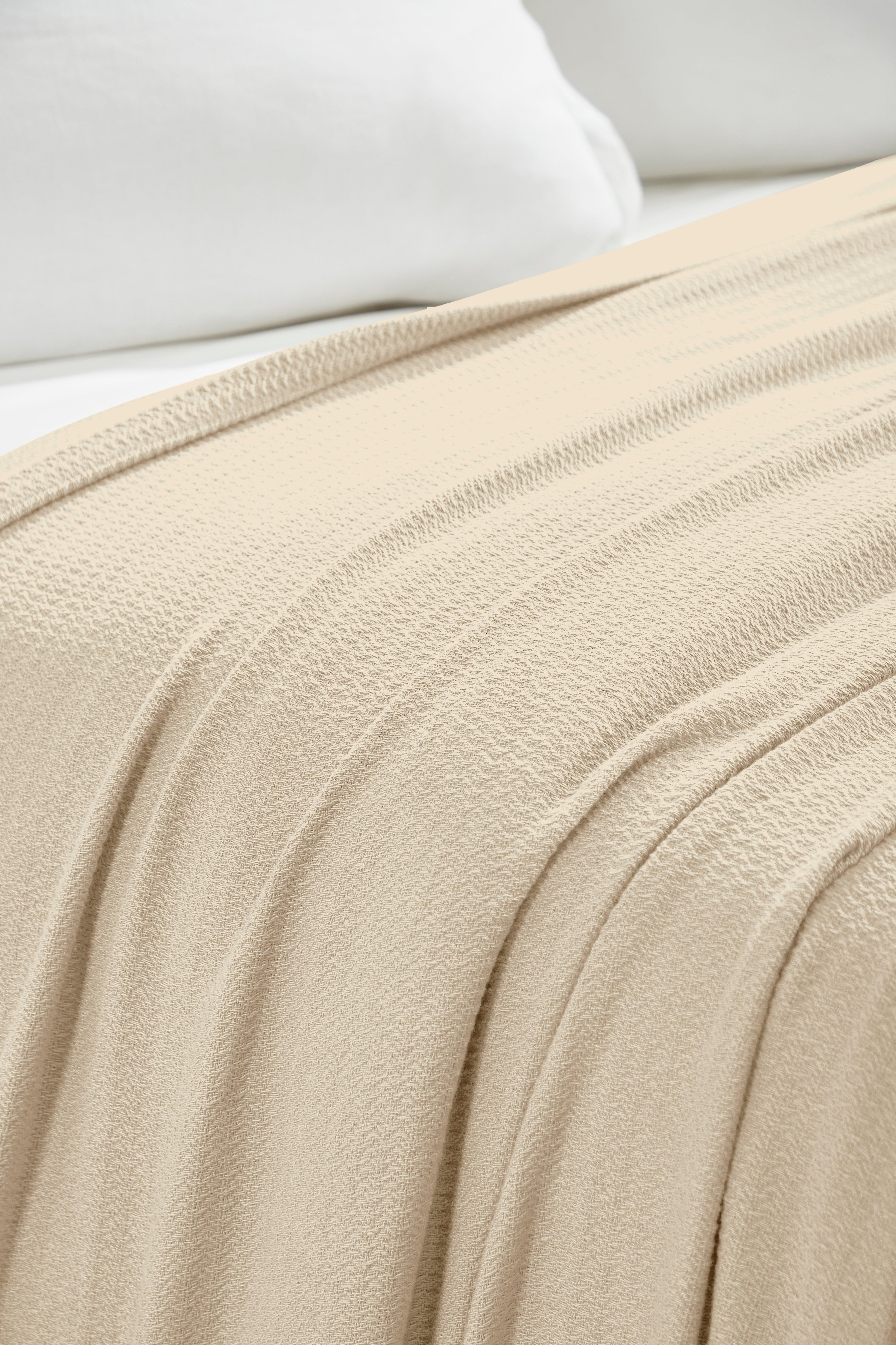 Waffle Weave Honeycomb Knit Soft Solid Textured Cotton Blanket