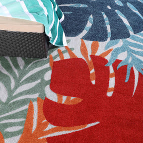 Waikiki Oversized Tropical Leaves Coastal Area Rug Indoor Outdoor Rugs