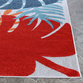 Waikiki Oversized Tropical Leaves Coastal Area Rug Indoor Outdoor Rugs