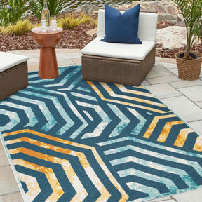 Waimea Geometric Coastal Rugs Indoor Outdoor Area Rug