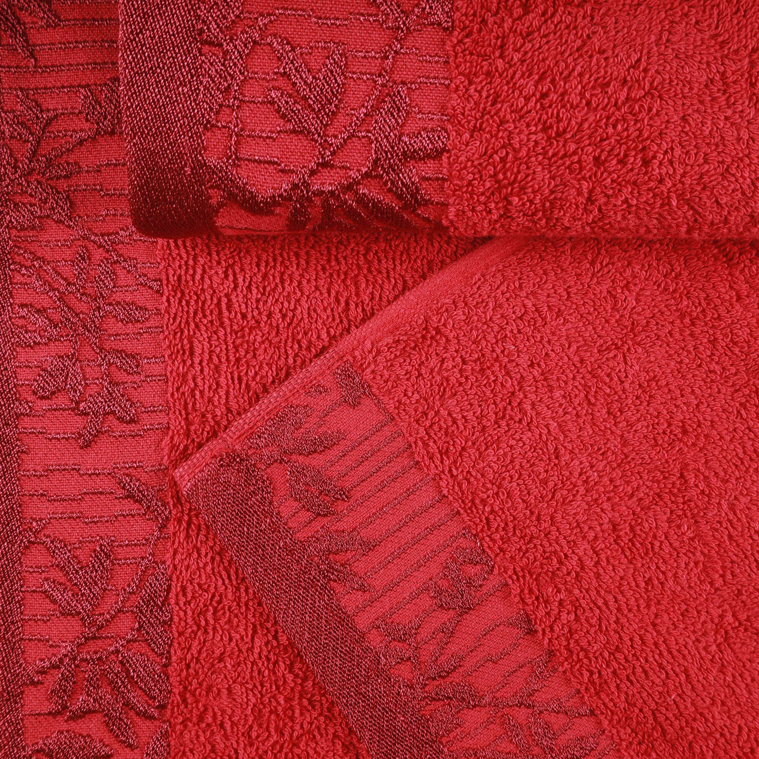 Wisteria Cotton Floral Jacquard Border Bath Towels, Set of 2