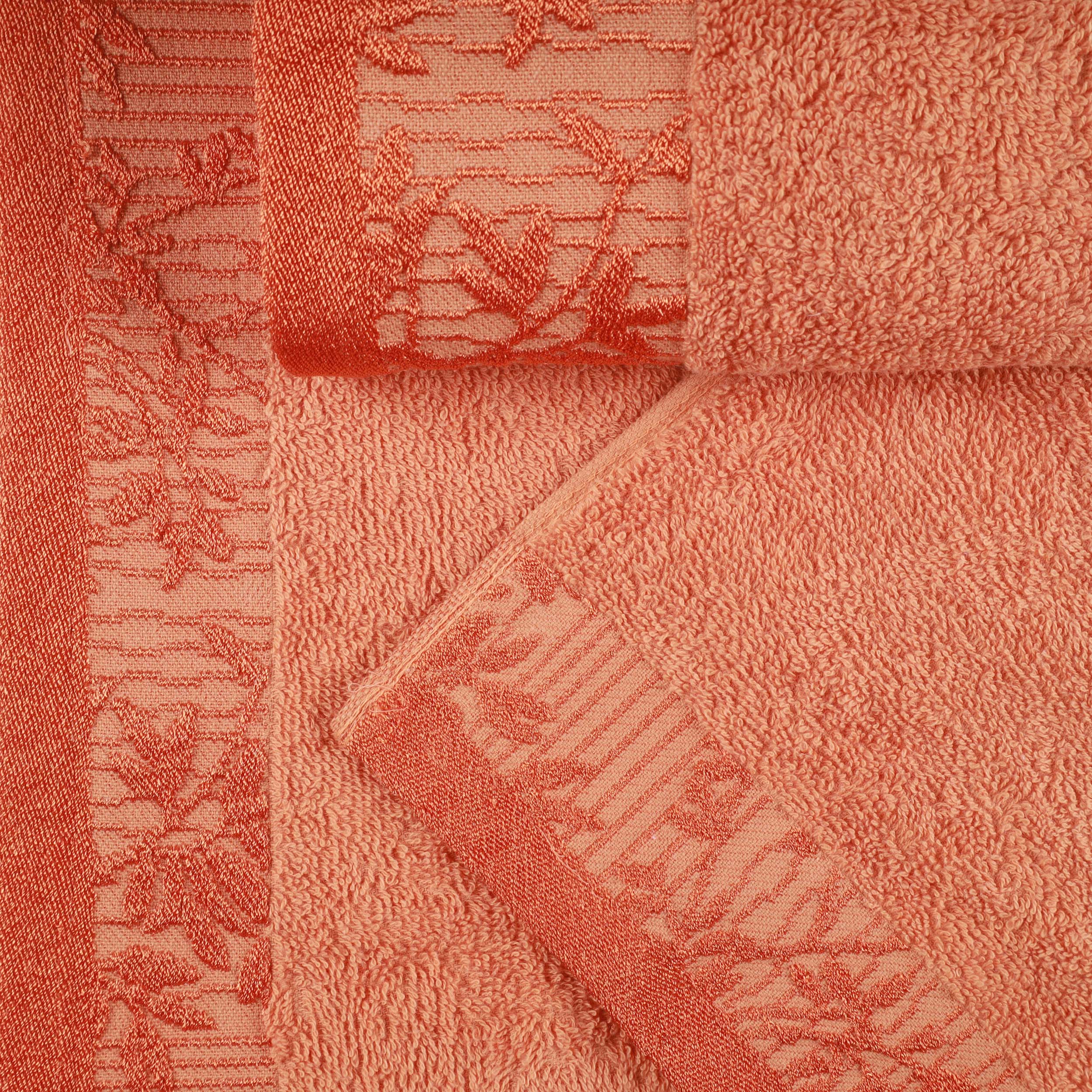 Wisteria Cotton Floral Jacquard Border Bath Towels, Set of 2