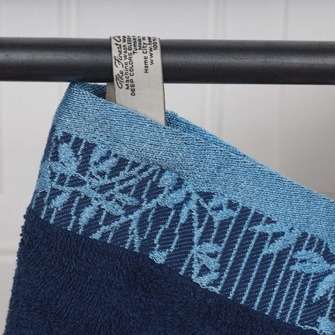 Wisteria Cotton Floral Jacquard Border Bath Towels, Set of 2