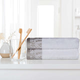 Wisteria Cotton Floral Jacquard Border Bath Towels, Set of 2