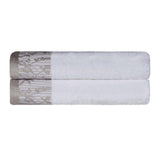 Wisteria Cotton Floral Jacquard Border Bath Towels, Set of 2
