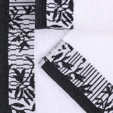 Wisteria Cotton Floral Jacquard Border Bath Towels, Set of 2