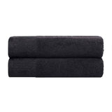 Wisteria Cotton Floral Jacquard Border Bath Towels, Set of 2