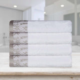 Cotton Floral Jacquard Border Bath Towel Set of 4