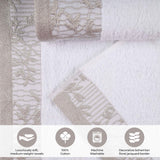 Cotton Floral Jacquard Border Bath Towel Set of 4 - Wisteria