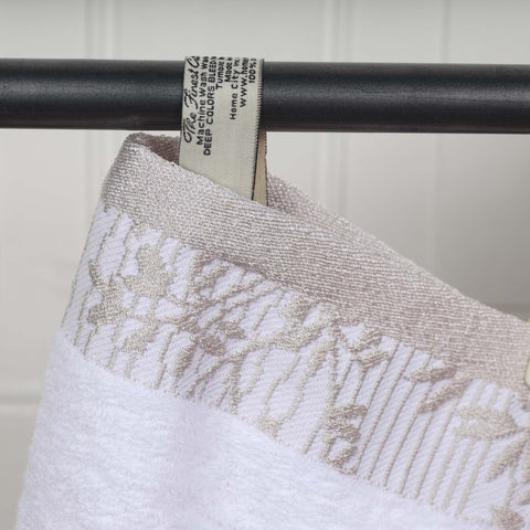 Cotton Floral Jacquard Border Bath Towel Set of 4 - Wisteria
