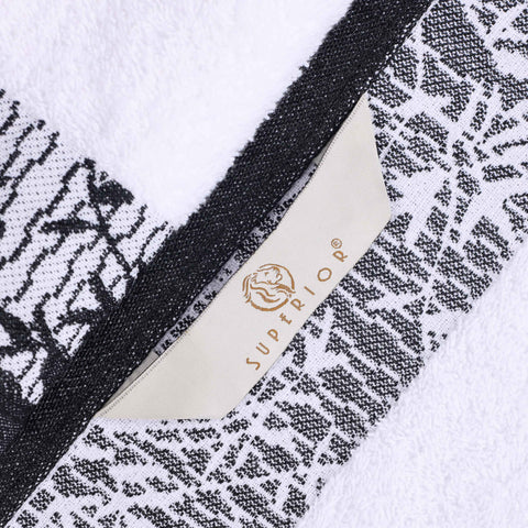 Cotton Floral Jacquard Border Bath Towel Set of 4 - Wisteria
