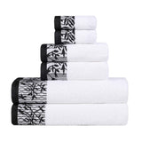 Wisteria Cotton Medium Weight Floral Jacquard Border 6 Piece Towel Set